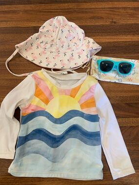Toddler Sun Protection Bundle - Sol Swim Rash Guard, Zutano Hat & Babiators